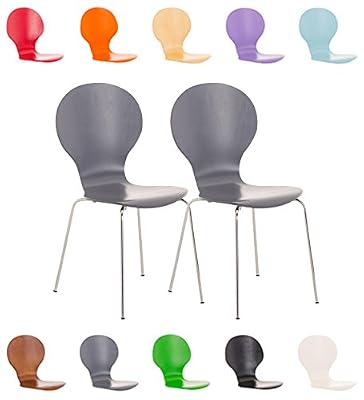 CLP Lot de 2 Chaises Empilables Robustes Diego, Chaises Empilables en Bois avec Dossier, Siège Confortable en Forme Ergonomique, Hauteur Assise 45 cm, Charge Max/Chaise 120 kg, 12 Couleurs: Gris