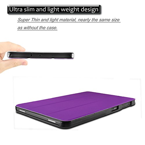 Samsung Galaxy Tab A 10.1 Hülle Case, Infiland Ultra Dünn Tri-Fold Smart-Muschel hochwertiges PU Leder Ultra Schlank Superleicht Ständer Smart Shell Cover Schutzhülle Etui Tasche für Samsung Galaxy Tab A 10.1 Zoll (2016) Tablet-PC(mit Auto Schlaf / Wach Funktion)(Lila) - 6