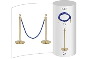 FLEXIBARRIER Lot de 2 - Barrière à Corde + Corde Bleu (2X poteaux en Laiton + 1x Cordes Bleues)