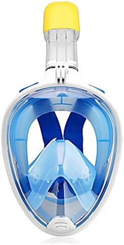 Snorkel Mask Diving Mask Anti-Fog Waterproof GoPro Compatible Leak-Proof 180 Degree View Full Face Mask Breathable - Adults' Children's (Color : Blue, Size : L-XL)