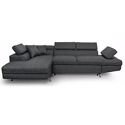 Générique Futura Canapé dangle gauche convertible 4 places Tissu Gris foncé Contemporain L 272 x P 192 cm