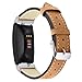Produktbild Uhrenarmbänder Für Fitbit Inspire/Inspire HR Armband,Leder Armbänder Unisex Ersatzband mit Metall Konnektoren Lederarmband Handgelenk Ersatz Band und Edelstahl Verschluss (Kaffee)