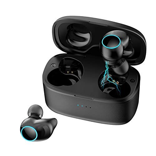 Tenswall Auricolari Bluetooth 5.0 Auricolari Wireless, Cuffie Stereo a Cancellazione di Rumore con Microfono Incorporato e Scatola di Ricarica per Corsa, Ciclismo, Palestra, Sport