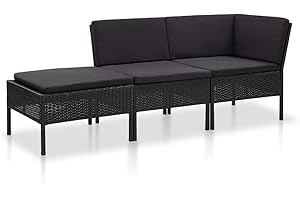 ‎VIDAXL vidaXL Gartenmöbel 3-TLG. mit Auflagen Sitzgruppe Garten Garnitur Lounge Sofa Sitzgarnitur Gartenset Gartensofa Ecksofa Mittelsofa Fußhocker Poly Rattan Grau