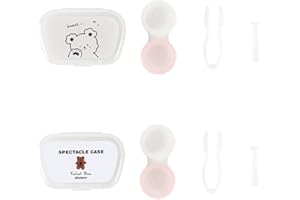 LONSVTTU 2 Pezzi Custodie per Lenti a Contatto Porta Lenti per Lenti a Contatto da Viaggio Scatola Kit di Lenti a Contatto Mini Lenti a Contatto Contenitori con Specchio, Cappucci L e R,Pinzette