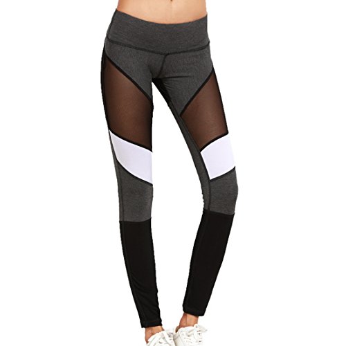 Vertvie damen Frauen Yoga Leggings Strumpfhose Sporthose Workout Tights Patchwork Strech Hose mit Mesh