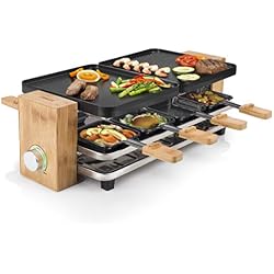 Raclette Princess 162910 Pure 8 - Espace rangement unique pour coupelles - Châssis en bambou