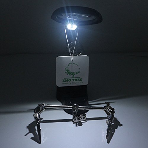 EMOTREE 3,5/12 Fach Dritte Hand Vergrößerung LED Lupe mit Halter Klemmen Platinenhalter Löthilfe Arbeitsplatz Tischlupe - 3