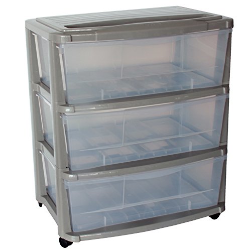 XXL M-Home Schubladenrollwagen mit 3 Schüben in grau "PLS6220"