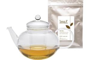 TRENDGLAS JENA Miko glass teapot 1.2L with glass strainer FREE premium loose leaf chai tea 25g included