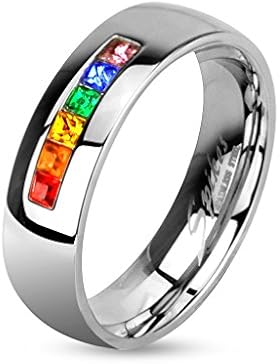Paula & Fritz® Ring aus Edelstahl Chirurgenstahl 316L Zirkoniareihe in Regenbogenfarben verfügbare Ringgrößen...