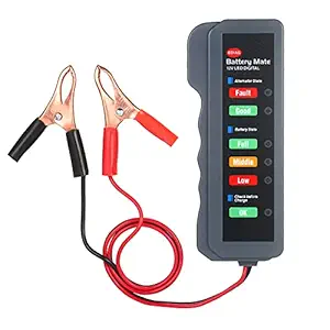 pekdi Car Battery Alternator Tester LED Digital Battery Condition Alternator Charging Analyzer with Copper Clip LED for Car Motorcycle