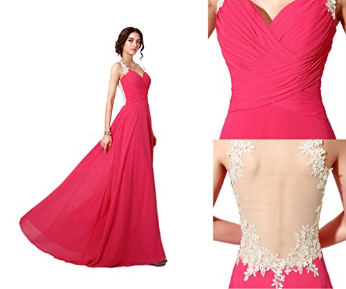 Drasawee Damen Empire Kleid Gr. 40, rosy red