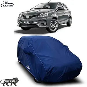 CREEPERS Water Resistant Dust Proof Car Body Cover Compatible with Toyota Etios Liva (Navy Blue with Mirror)