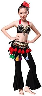 WUDAOFU Belly Dance Outfits Children's Performance American tribal style Modal /Beading / Coins / Tassel(s) 3 Pieces Black , l