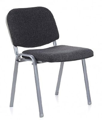 hjh OFFICE 704120 siège visiteur, chaise de conférence XT 600 SI anthracite 4 pieds argentés sans accoudoirs, empilable par 4, dossier confortablement capitonné, idéal pour des salles d'attente
