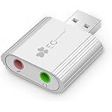EC Technology Adapter Audio USB 3,5 mm für Lautsprecher/Kopfhörer Stereo und Micro Aluminium, Chip Media, kompatibel mit Windows, Mac und Linux – Silber
