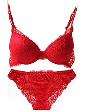 Nanier Damen Sexy Push up BH Set Mit Stickerei