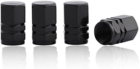 Black Hex Dust Caps , Set Of 4 Fits Onto Car , Bike Or Motorbike Valves.