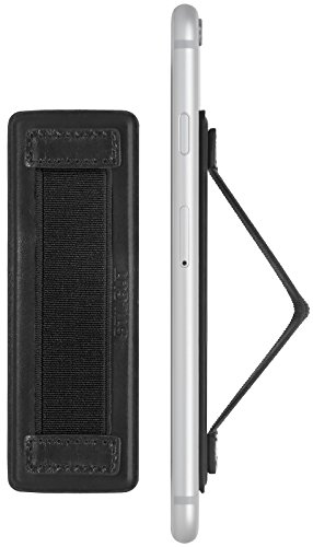 StilGut Finger-Halterung Smartphone Halter fÃ¼r die Hand, fÃ¼r verbesserte Einhandbedienung - Handy Halterung fÃ¼r iPhone 7 Plus, iPhone 6 Plus, Samsung Galaxy S7 ,Samsung Galaxy S6, Sony Xperia und mehr, Schwarz Nappa