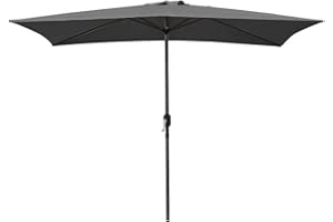 Acomoda Textil – Sombrilla de Jardín Forro Anti UV 200 x 300cm. Parasol de Aluminio con Manivela, Toldo Rectangular para Patios y Terrazas. (Antracita)