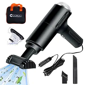 Car Vacuum-COROID Powerful Portable & High Power 12V Yellow Car Handheld Vacuum Cleaner for Car and Home Wet and Dry Car Vacuum Cleaner Multipurpose Vaccum Cleaner. (COROID-Black-CAR-Vacuum)