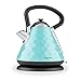 Produktbild Klarstein  Curacao Azur  Wasserkocher  Teekocher  Pyramide-Design  1,7 Liter  2200 Watt  kabellos  Edelstahl  ergonomischer Cool-Touch-Griff  Basisstation mit Kabelaufwicklung  automatische und manuelle Abschaltung  Trockengehschutz  blau
