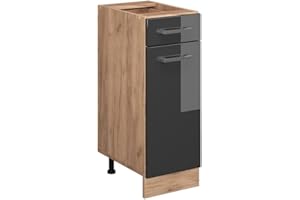 ‎VICCO Vicco Küchenunterschrank R-Line, Anthrazit Hochglanz/Goldkraft Eiche, 30 cm ohne Arbeitsplatte