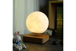 MagneticLand Globe Lune 3D en lévitation MOONFLIGHT Base Bois Clair