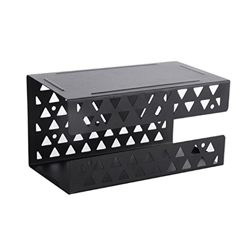 Preisvergleich Produktbild Badezimmer Toilettenpapier-Halter,Jaminy Saugwand Aufkleber Toilettenpapier Rolle Tissue Rack Wand montiert Halter Regal Deckel Wandhalterung Smartphone zum Aufhängen Rack Organizer mit Handy-Aufbewahrung Regal (Schwarz)