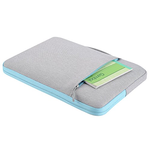 MOSISO Polyester Gewebe Multifunktionshülsen Aktenkoffer Handtaschen Kasten Abdeckung für 14 Zoll Notebook Computer Ultrabook, Grau & Heiß Blau - 4