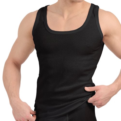 4er Pack Tank Top schwarz - Herren Unterhemd Feinripp (glatt) - Sportjacke - 100% gekämmte Baumwolle - Highest Standard - Einlaufvorbehandelt - original CELODORO Exclusive