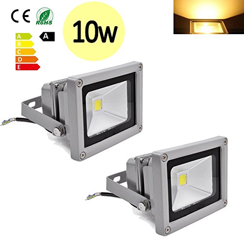 Hengda® 2 Stück 10W SMD LED Strahler Fluter IP65 Flutlicht Leuchtmittel Scheinwerfer Warmweiß Wandstrahler Außenstahler Leuchtmittel 85-260V AC