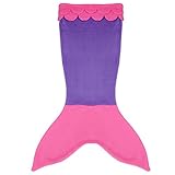 YiZYiF Handgemachte Meerjungfrau Fischschwanz Decke Fleecedecke Strick Sofadecke Mermaid Tail Blanket für Baby Kinder Damen, Alle Jahreszeiten Schlafsacke - 2