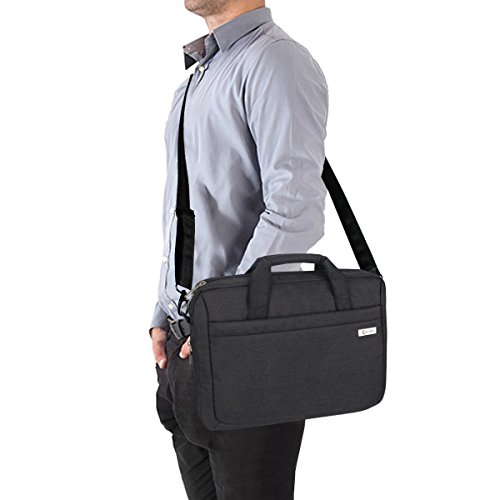 Zikee 17,3 Zoll wasserfeste und 360° stoßfeste Messenger-Bag als Schutz für Ihren Laptop/Notebook mit Handgriff und Schultergurt für Schule, Studium, Reisen und im Büro und für geschäftliche Nutzung (Schwarz) - 7