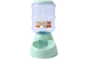 SHARHARGE Automatic Pet Feeder Food or Water Dispenser for Dogs and Cats Small&Medium Pets Dispenser 3.8 Litres Food Feeder Waterer Large Transparent Plastic Bucket (1PC Green Food Bowl)