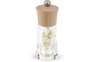 Peugeot - Oléron 14 cm Salt Mill - Classic Grind System - Zirlion Mechanism for Celtic Salt in Zirconia - Powdered Salt Innovation - PEFC-Certified Wood and Acrylic - Natural Finish