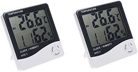 2 Pcs of Wallzkey LCD Digital Display Thermometer Hygrometer Temperature Humidity and Time Clock &amp; Calendar Function (-10 ~ 50 ℃)