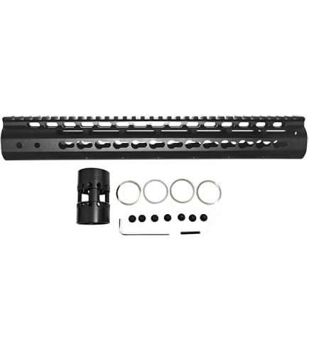 Handguard AR15 Free Float In Alluminio Anodizzato Nero - Lunghezza 10 Pollici, Sistema M-LOK, Bordo Smussato, Incluse Dado Canna In Acciaio, Per Fucili .223/5.56