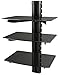 Price comparison product image RICOO HiFi Unit Rack DVD-B3 Universal Projector Stand Modern Stylish Bluetooth Speaker Pedestal Base Table Cable Management Channel Hanging Shelf Frame Glass Black 3 Level