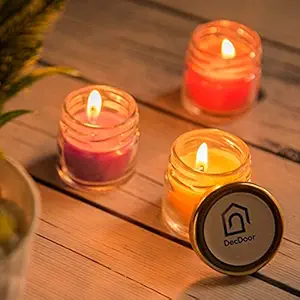 DecDoor Mini Glass Jar Scented Candles Pack of 6 (Vanilla Bean, Jasmine, Sandalwood, French Rose, Lavender, Lemon Grass) for Home Decor