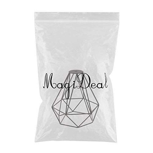MagiDeal Vintage Metall Diamant Form Anhänger Deckenleuchte Lampe Käfig Lampenschirm Dekor – Schwarz - 2
