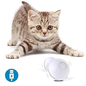 Litthing Pelota de Juguete Interactivo Inteligente Divertida para Gatos Bola Automática Rodante para Gatito Mascota Juguete Recargable USB con Luz LED Bola Giratoria 360 Grados (Blanco)
