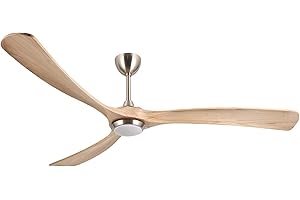 Ovlaim 183cm Grande ventilatore da soffitto a 3 pale ad elica in legno con luci e telecomando, motore DC reversibile e silenzioso per camera da letto, soggiorno, patio, agriturismo