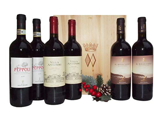 Regalo Cassetta Vini Toscani della Pregiata Cantina Marchesi Antinori - Vini Toscani di Qualità in Cassetta Legno per Intenditori - cod 147
