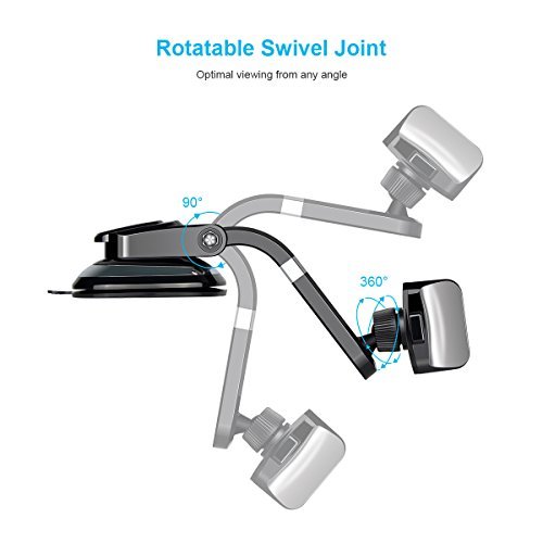 ELZO Supporto Cellulare Auto Ventosa, Supporto Auto per Cruscotto Parabrezza Universale, Nero per Modelli compatibili Smartphone 3.5~6.3