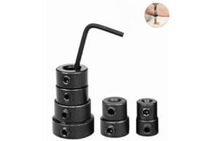 FADBUDS 8 PCS Step Drill Bit Depth Stop Collar Ring Positioner Locator, Woodworking Positioning Depth Limiter 3 4 5 6 8 10 12 16mm with Hexagon Wrench Spacing Ring Set for Consistent Drilling (Black)