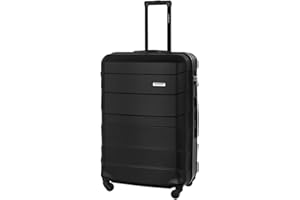 BARRENS Bagaglio grande | Bagaglio da stiva | 77x52x29 cm | 91 L | Materiale ABS ad alto impatto | Serratura a cifratura | Maniglie flessibili | 4 ruote a 360 gradi Nero