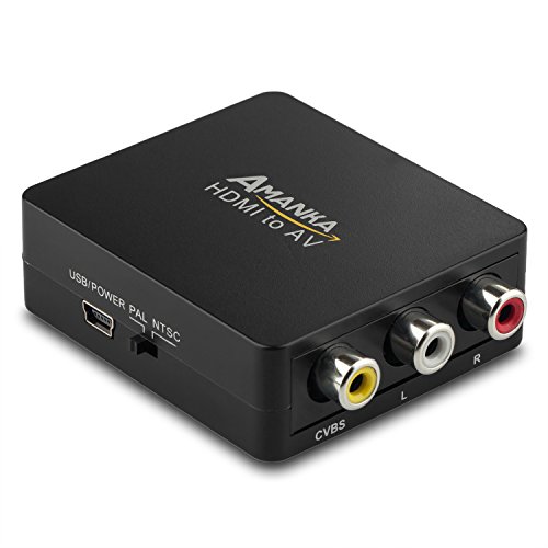 AMANKA HDMI zu AV Konverter / Wandler RCA FBAS Audio Video Adapter 1080P für TV/PS3/Xbox/VHS/VCR/DVD mit USB Kabel