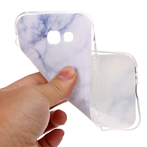 Galaxy A3 2017 Schutzhülle,Galaxy A3 2017 Handyhülle,Leeook Ultra Dünn Schlank Kratzfest Tpu Bumper Hülle Cool Weiß Marmor Marble Muster Weiche Silikon Slim Flexibel Tasche Etui Cover für Samsung Galaxy A3 2017 + 1 x Schwarz Eingabestift-Weiß Marmor - 5
